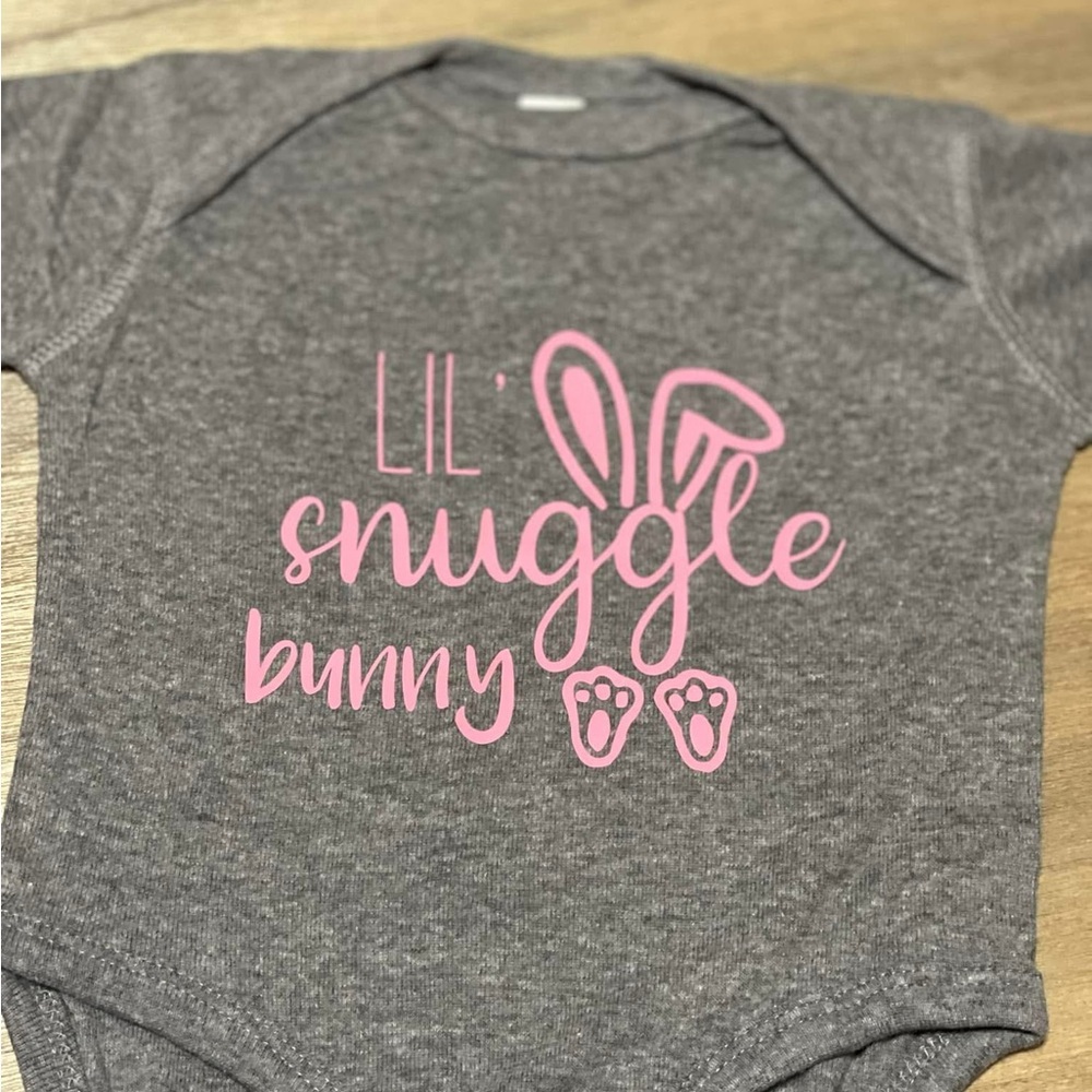 Rabbit Skins Gray One-Piece with Pink 'Lil' Snuggle Bunny' Graphic